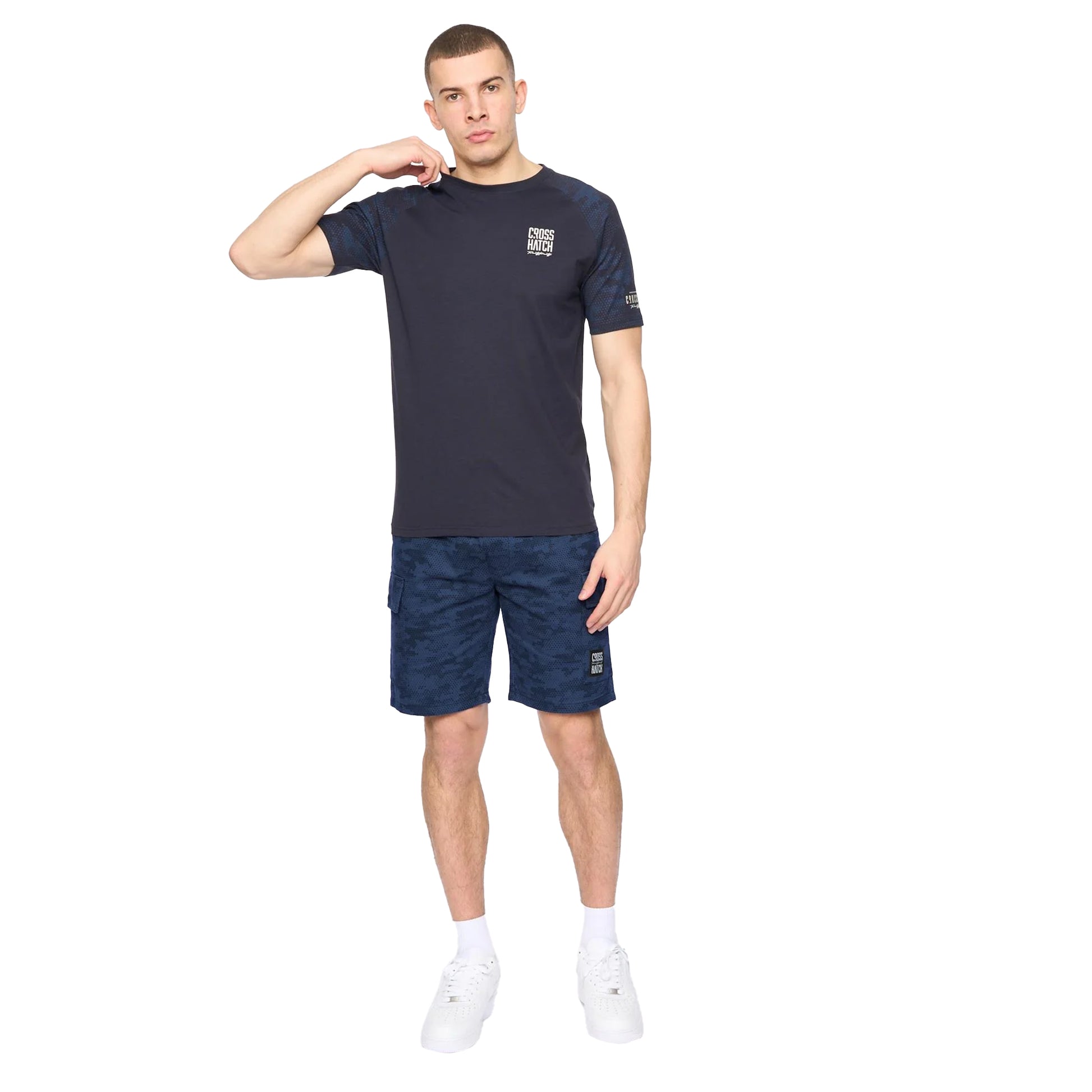 Navy - Side - Crosshatch Mens Janscore T-Shirt