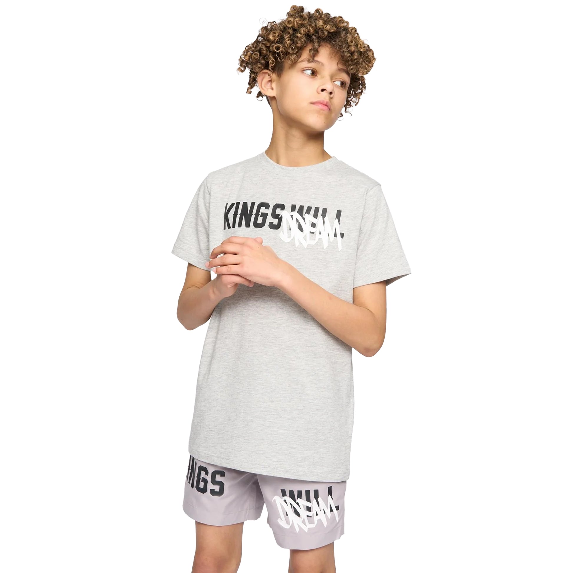 Ash Grey - Side - Kings Will Dream Boys Tagged Swim Shorts