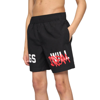 Black - Front - Kings Will Dream Boys Tagged Swim Shorts