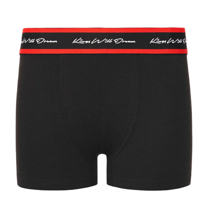 Black - Side - Kings Will Dream Boys Scriptband Boxer Shorts (Pack of 3)