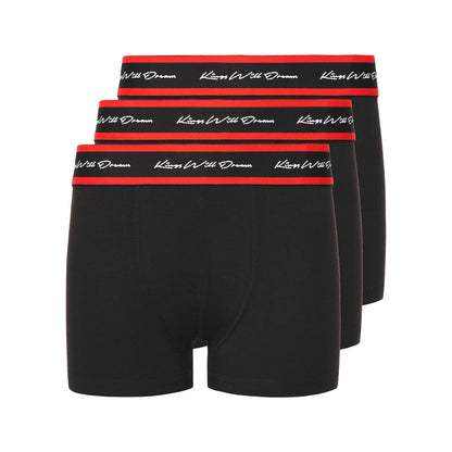 Black - Front - Kings Will Dream Boys Scriptband Boxer Shorts (Pack of 3)