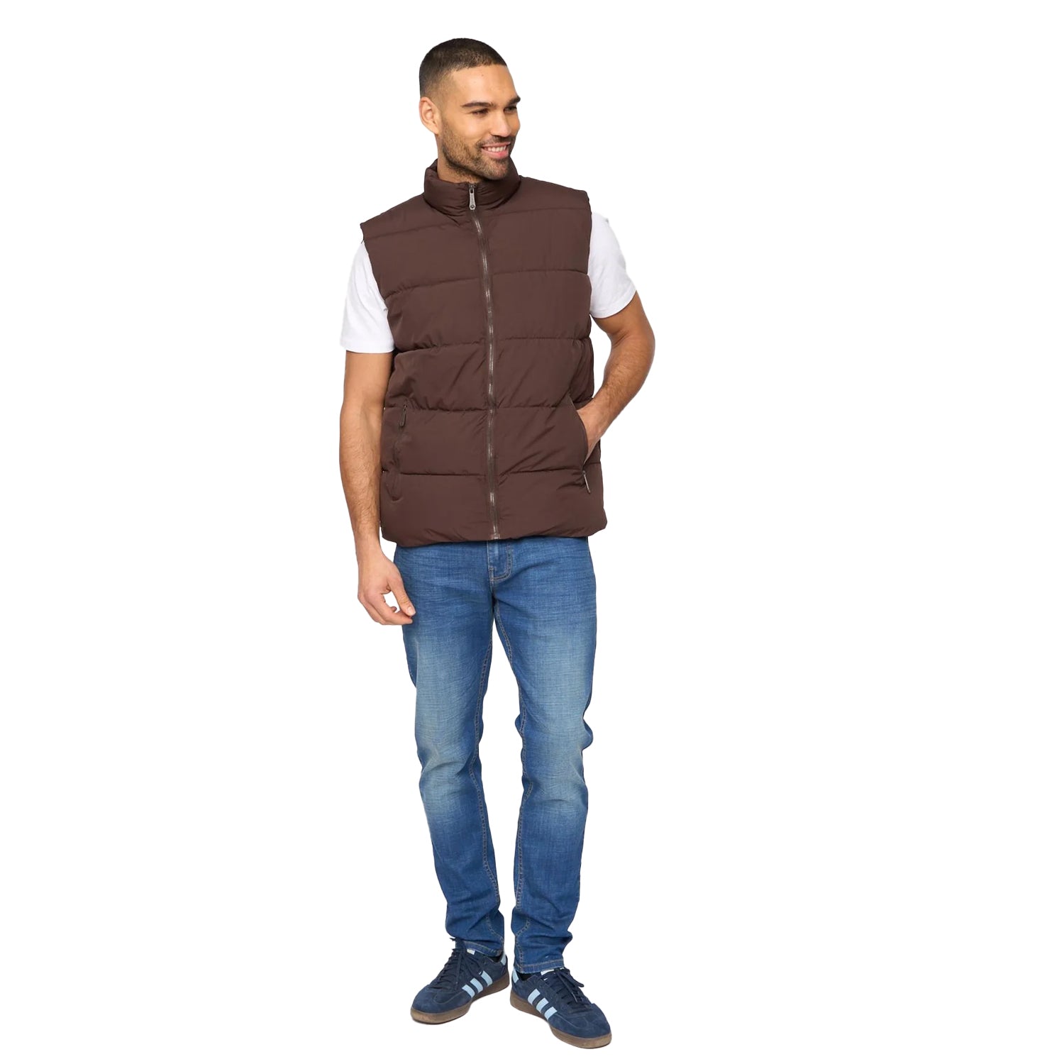 Dark Brown - Side - Bewley & Ritch Mens Stanten Puffer Gilet
