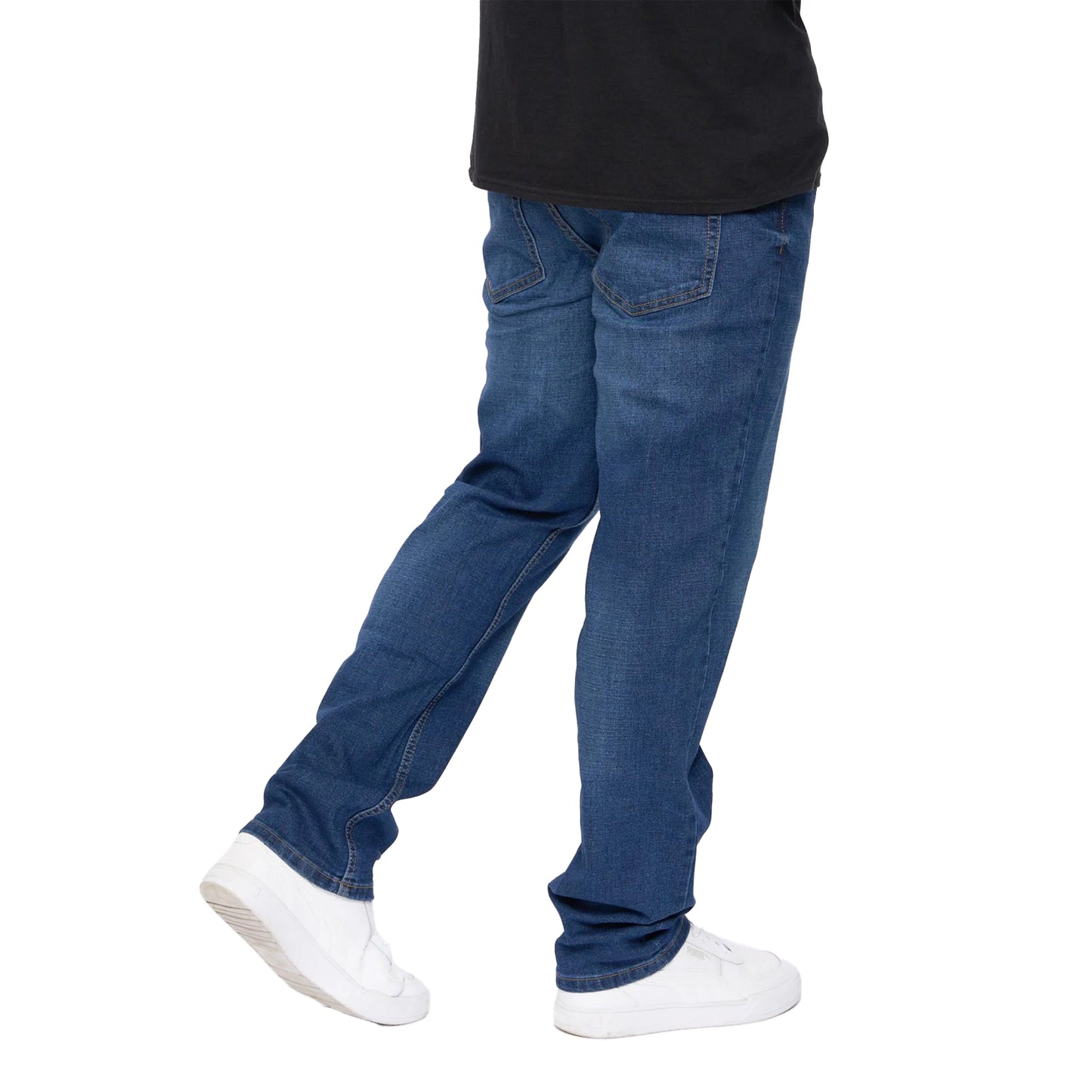 Stone Wash - Back - Smith & Jones Mens Nezzy Straight Leg Jeans