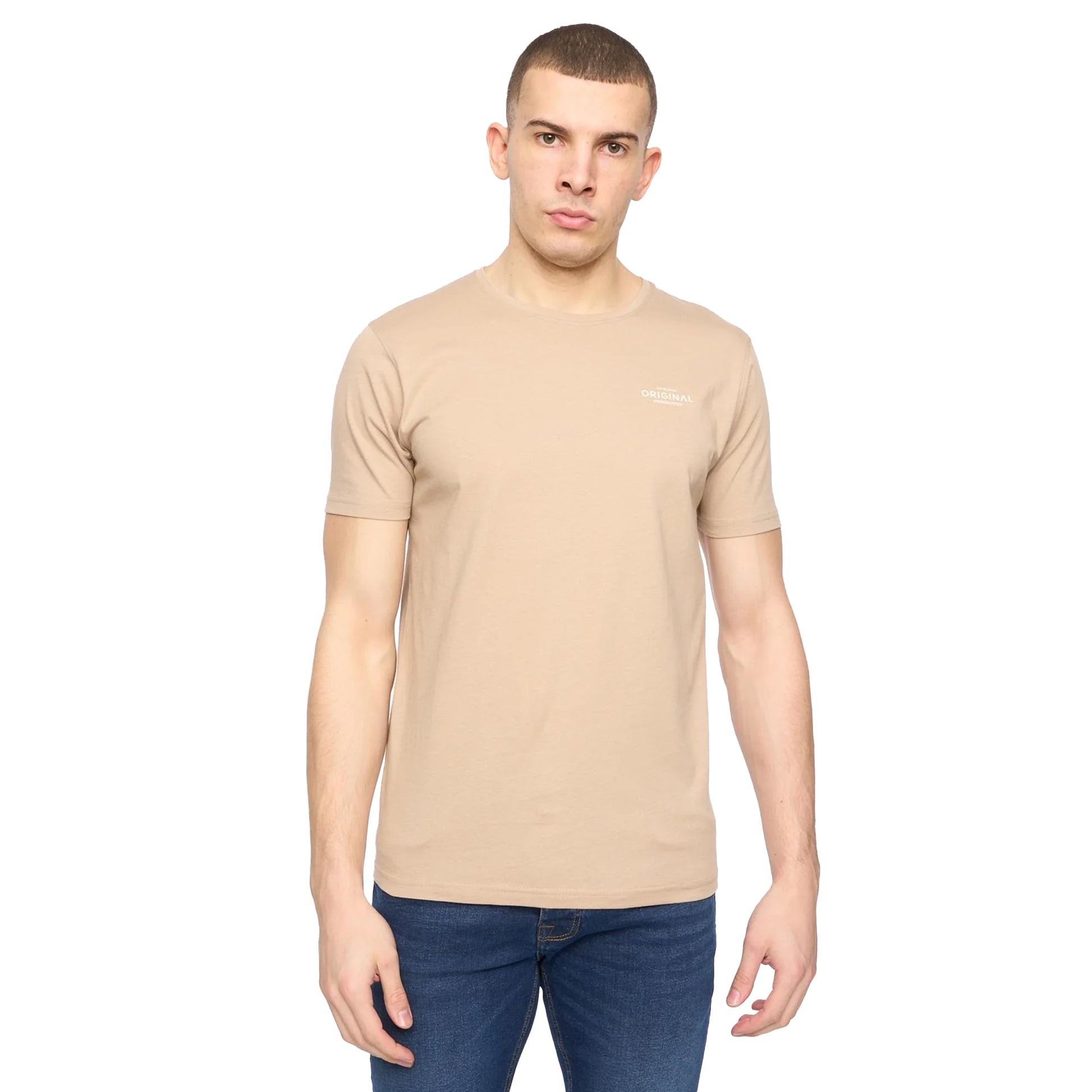 Off White-Stone-Brown-Sage-Dark Olive - Back - Crosshatch Mens Basicnatural T-Shirt (Pack of 5)
