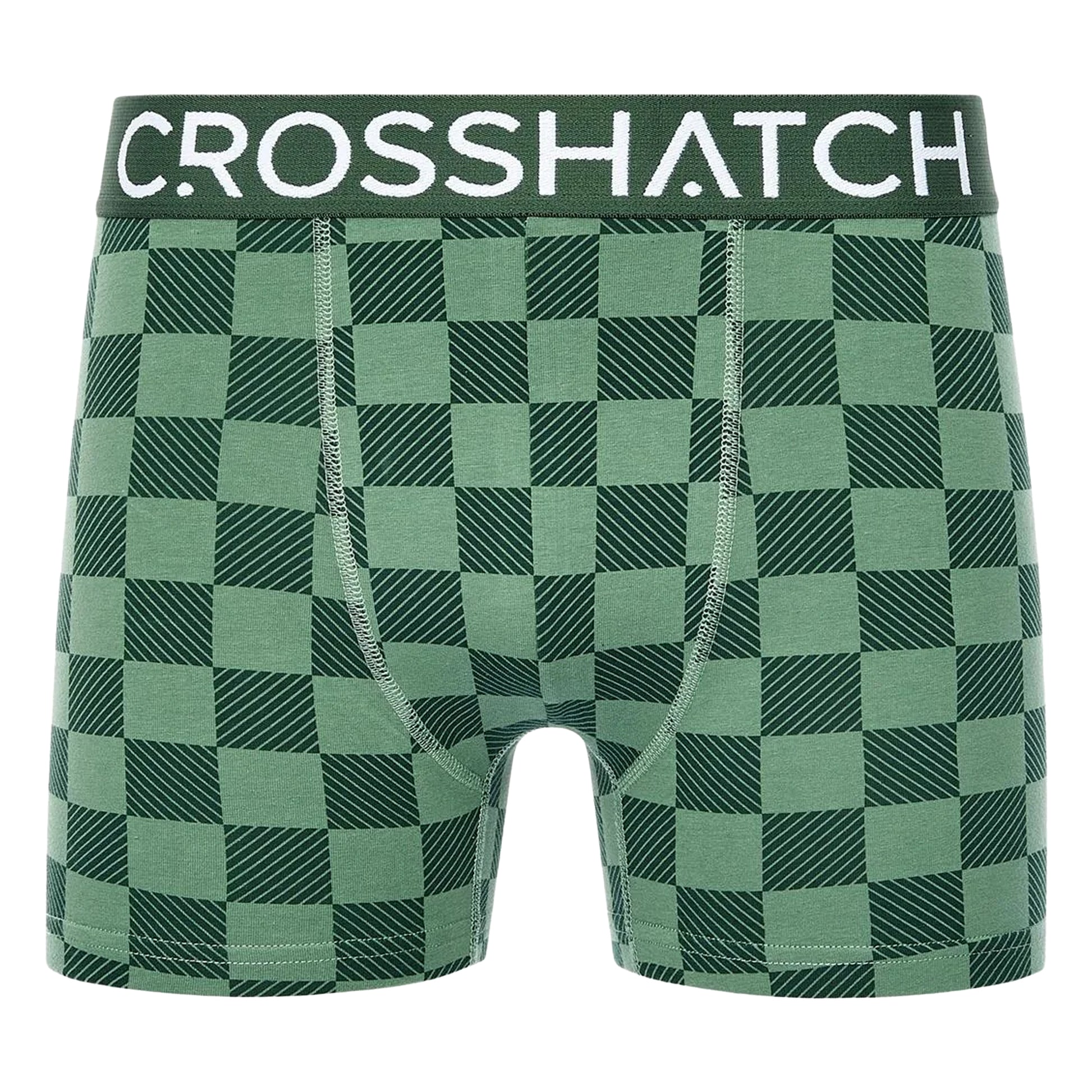 Green - Side - Crosshatch Mens Bresler Boxer Shorts (Pack of 3)