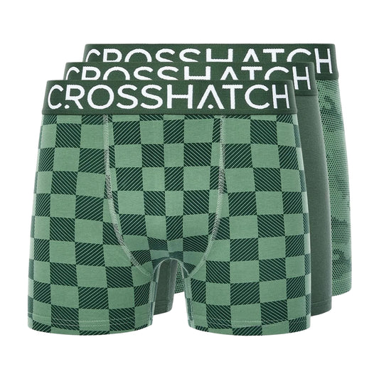 Green - Front - Crosshatch Mens Bresler Boxer Shorts (Pack of 3)