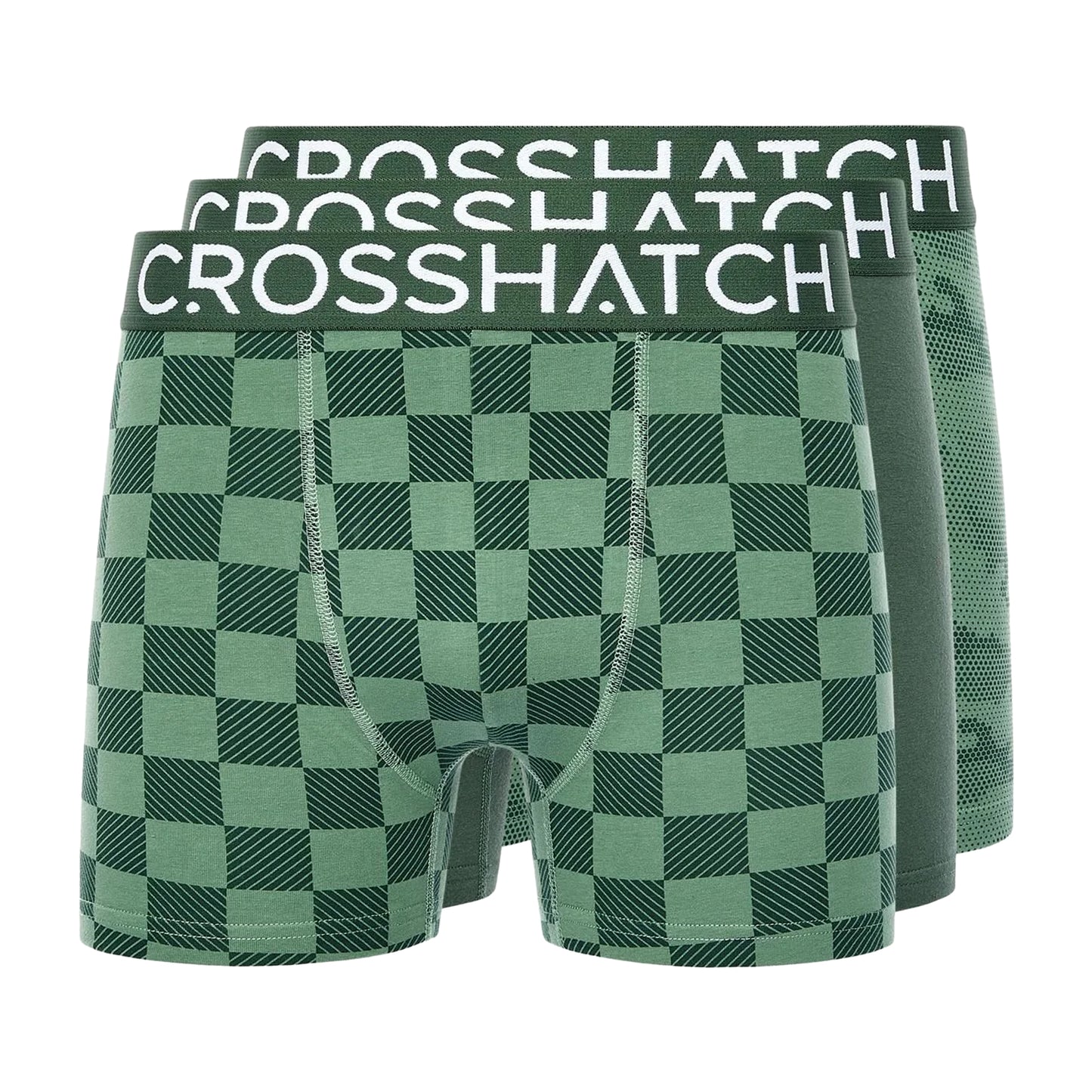 Green - Front - Crosshatch Mens Bresler Boxer Shorts (Pack of 3)