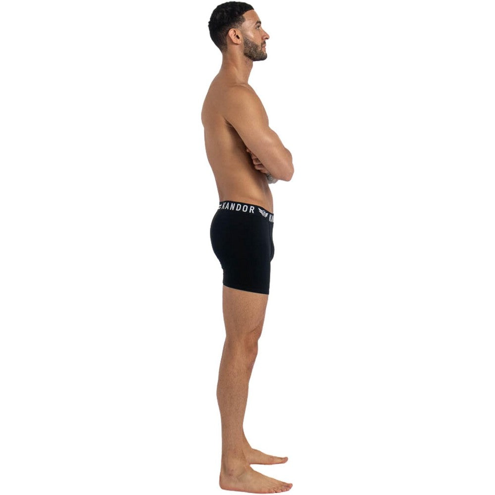 Black - Side - Kandor Mens Lingo Boxer Shorts (Pack of 5)