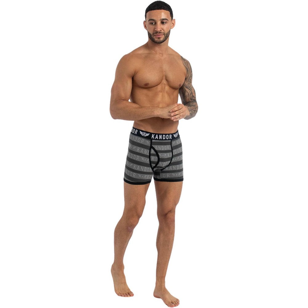 Black - Back - Kandor Mens Lingo Boxer Shorts (Pack of 5)