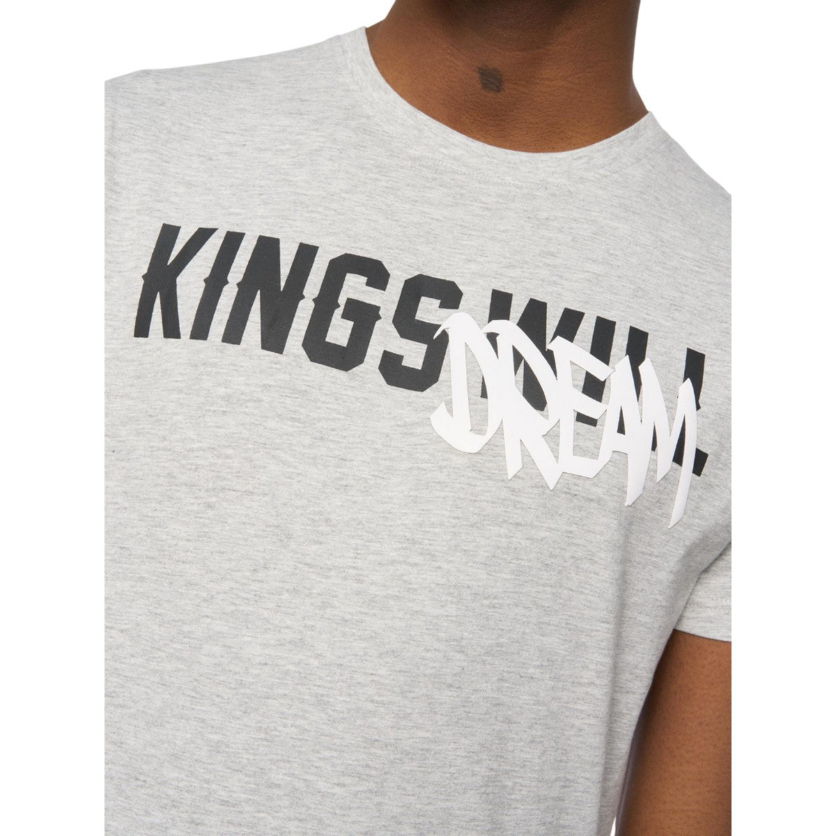 Grey Marl - Side - Kings Will Dream Mens Tagged Back Print T-Shirt