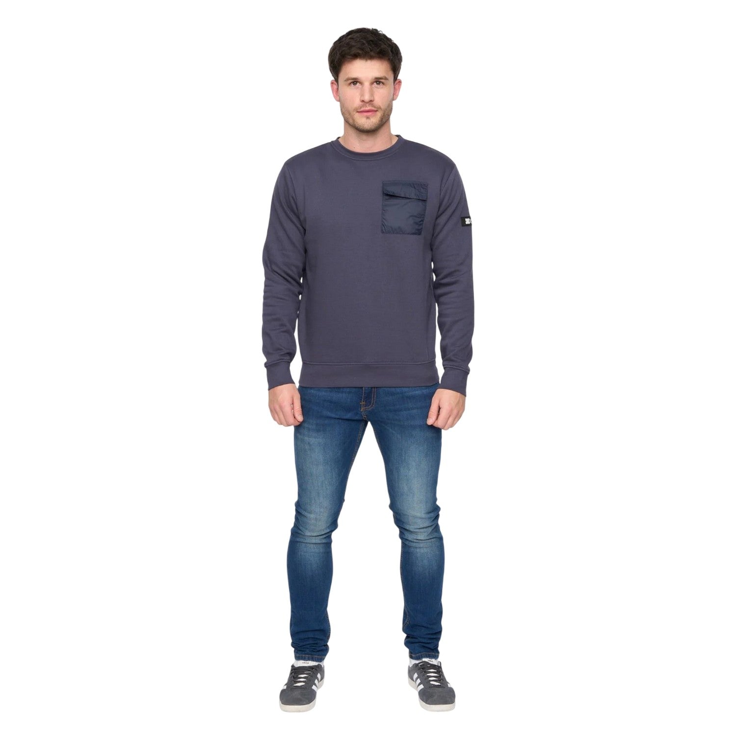 Dark Navy - Pack Shot - Duck and Cover Mens Trentforth Crew Neck Sweatshirt