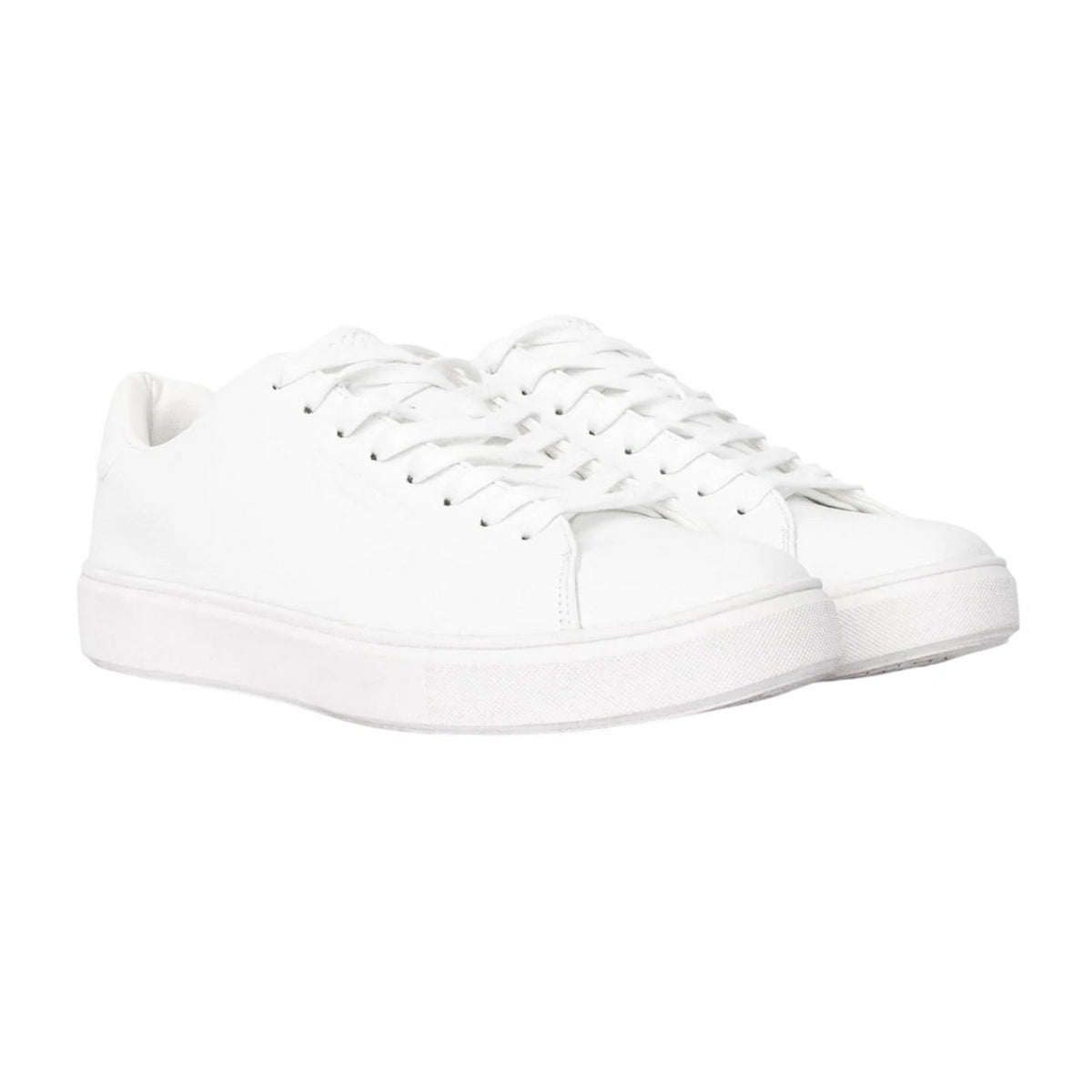 White - Front - Duck and Cover Mens Kremes Leather-Look PU Trainers