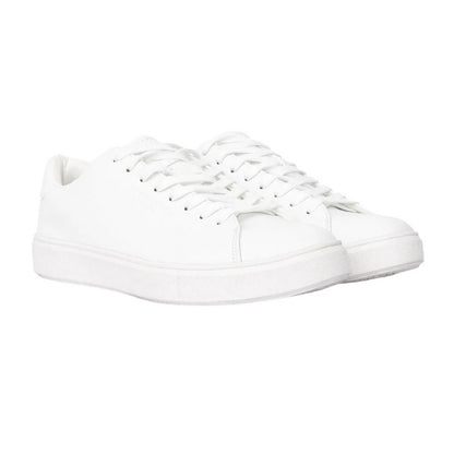 White - Front - Duck and Cover Mens Kremes Leather-Look PU Trainers