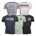 Black-White-Navy-Mint-Grey Marl - Front - Crosshatch Mens Logotime T-Shirt (Pack of 5)