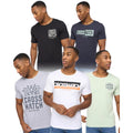 Black-Mint-Navy-White-Grey Marl - Front - Crosshatch Mens Logotime T-Shirt (Pack of 5)