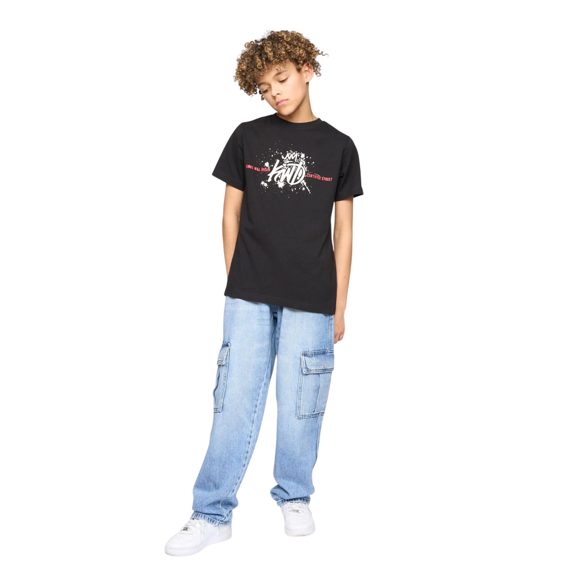 Black - Side - Kings Will Dream Boys Paint Splatter T-Shirt