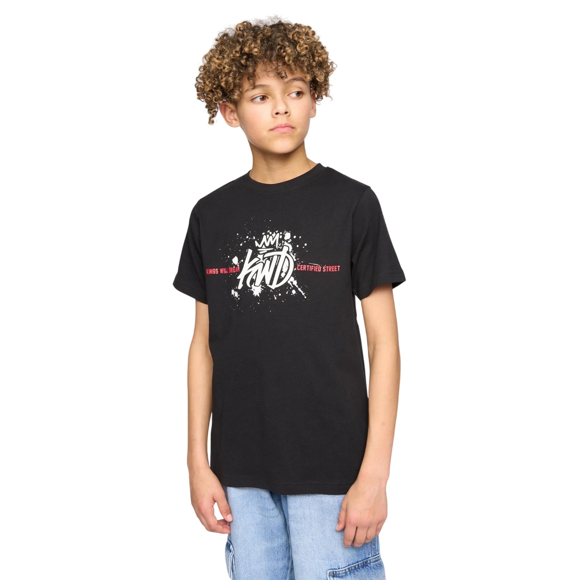 Black - Front - Kings Will Dream Boys Paint Splatter T-Shirt
