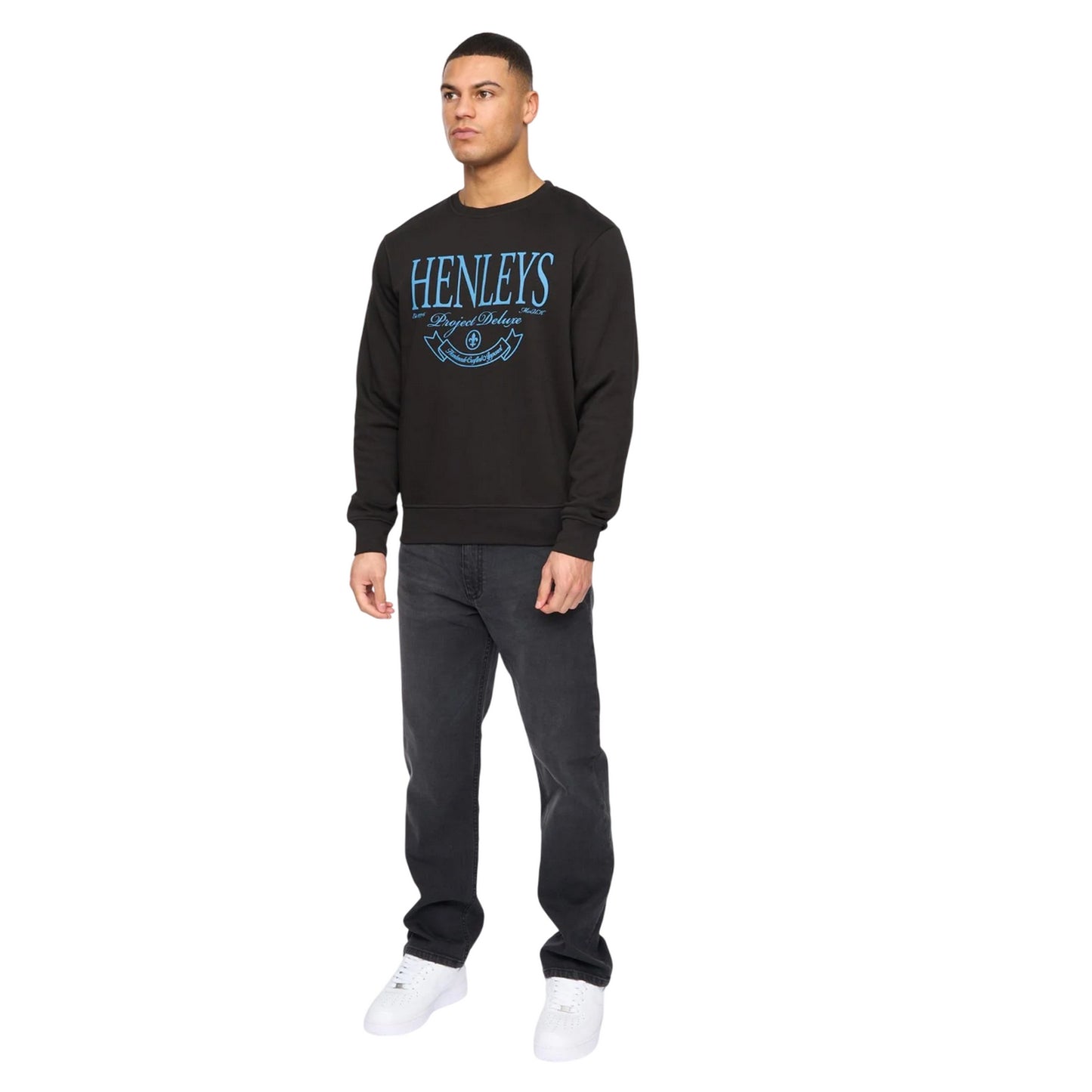 Black - Lifestyle - Henleys Mens Henbank Crew Neck Sweatshirt