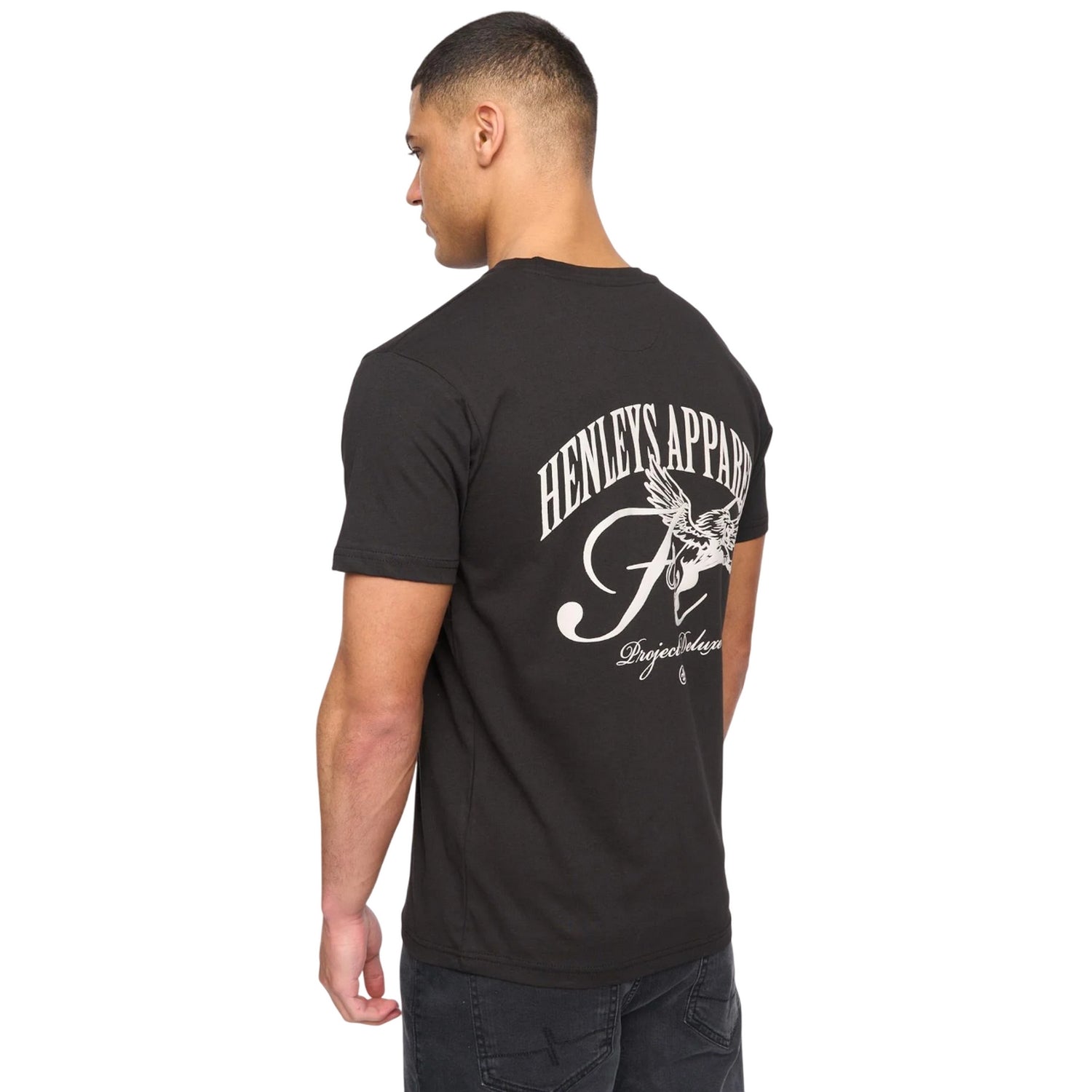Black - Back - Henleys Mens Henwing T-Shirt