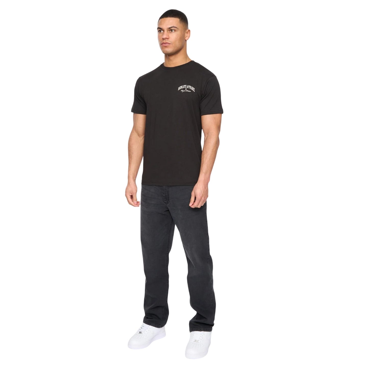Black - Side - Henleys Mens Henwing T-Shirt