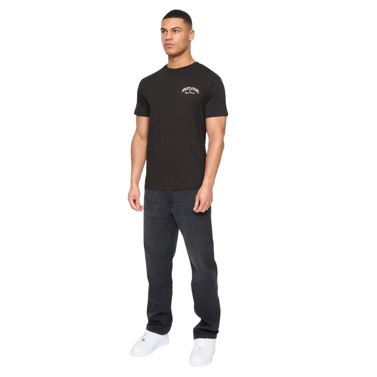 Black - Side - Henleys Mens Henwing T-Shirt