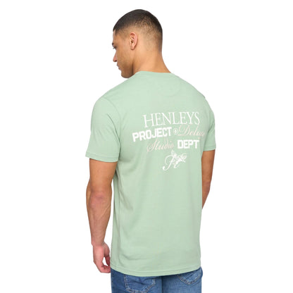Sage Green - Back - Henleys Mens Hentitled Cotton T-Shirt