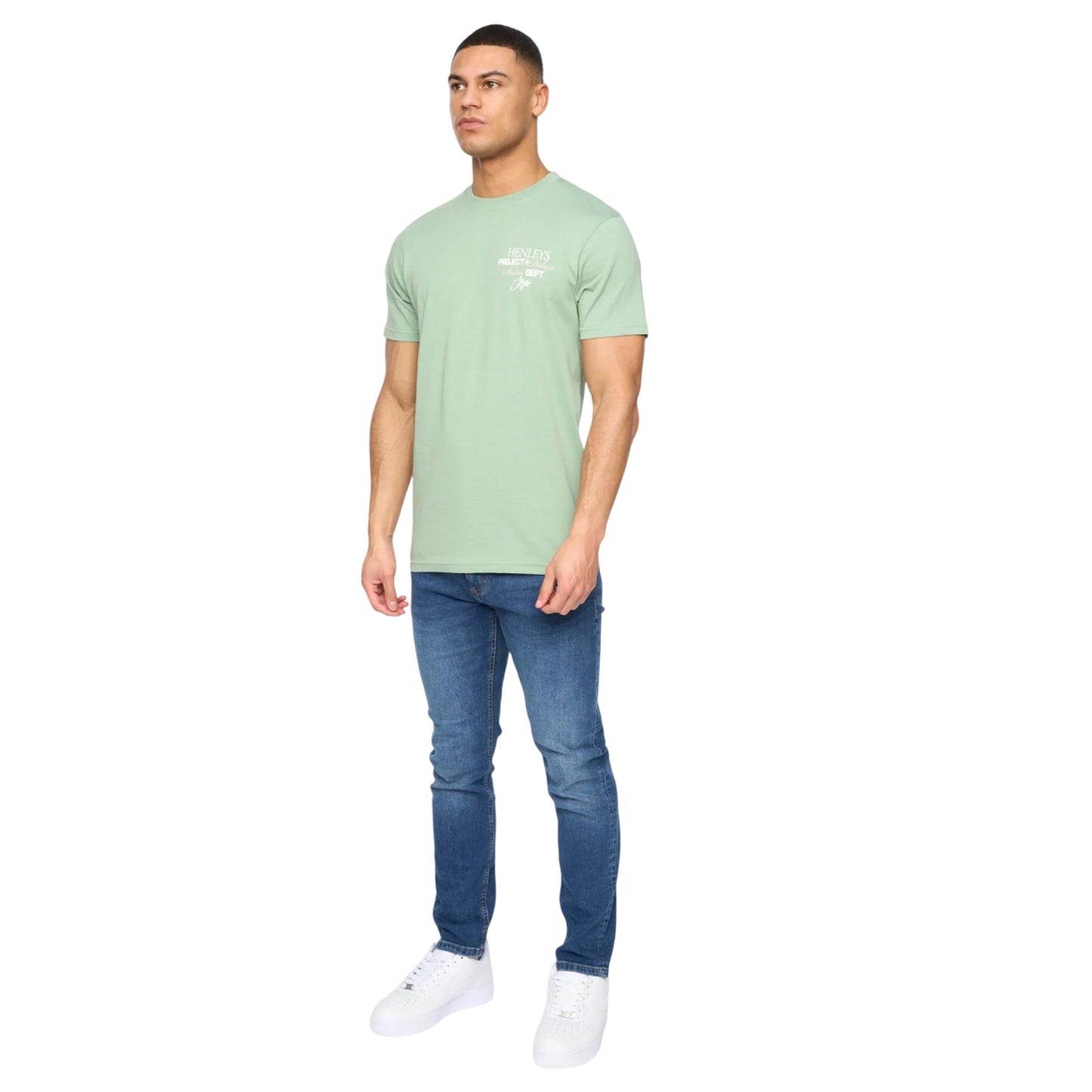 Sage Green - Side - Henleys Mens Hentitled Cotton T-Shirt