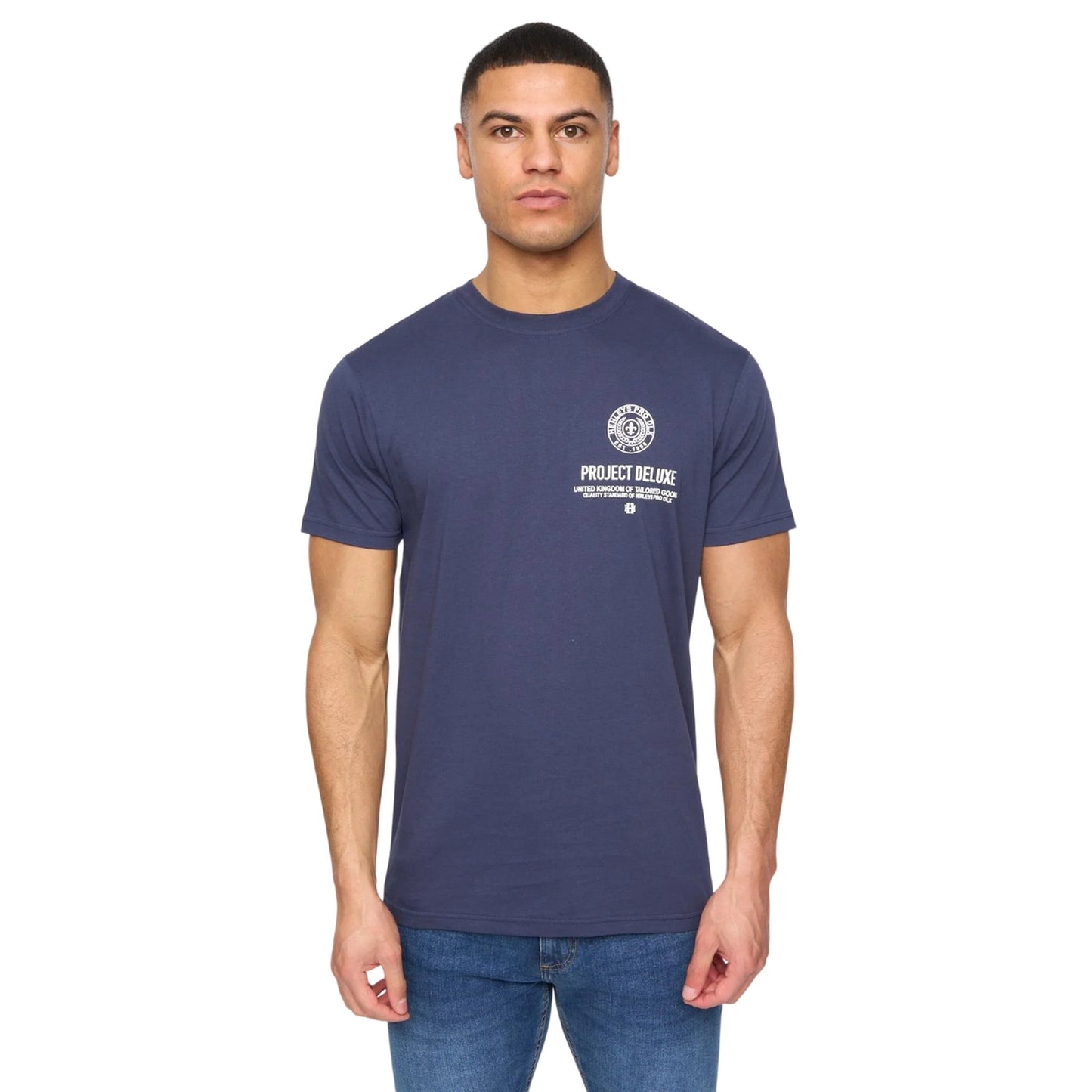 Navy - Front - Henleys Mens Henstamp Cotton T-Shirt