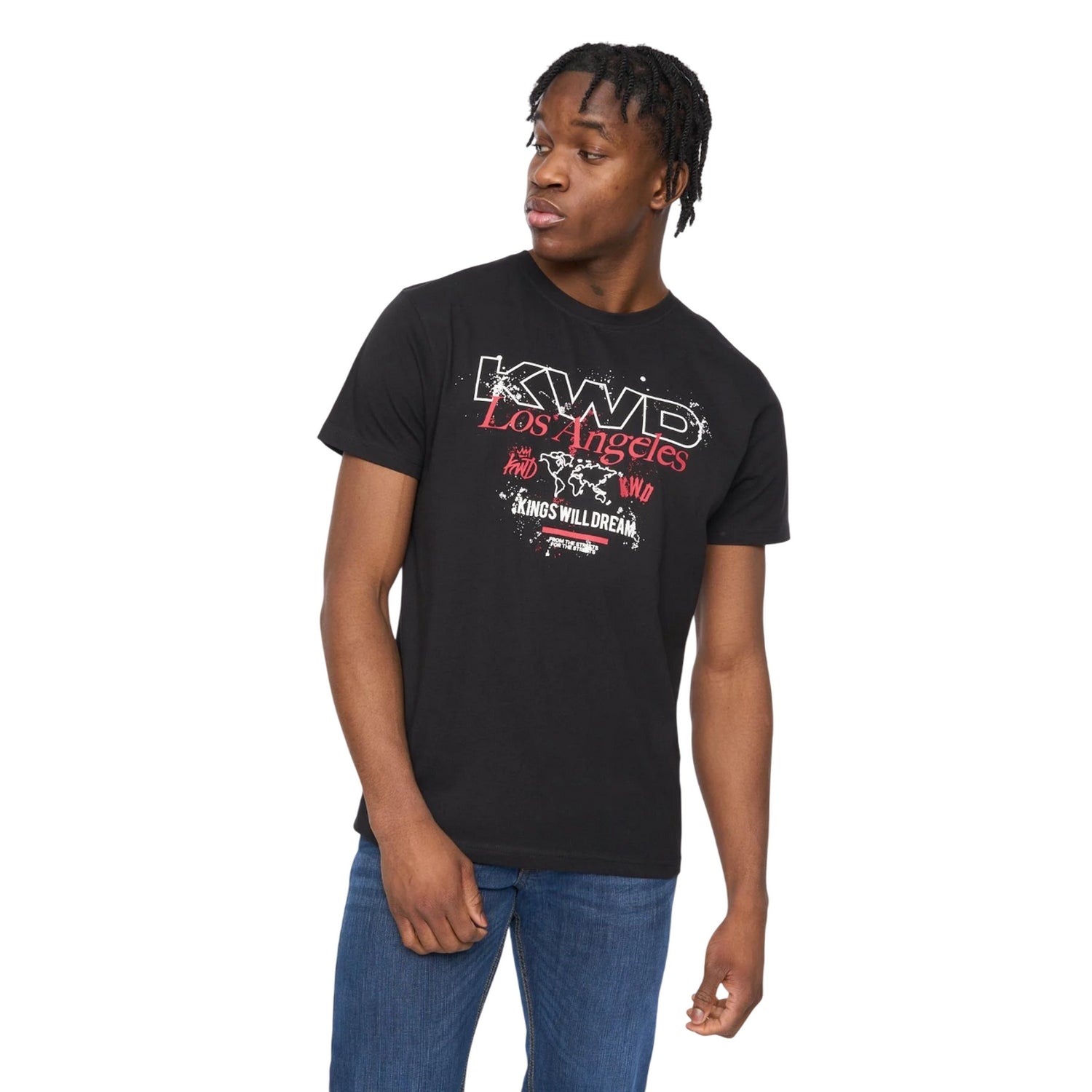 Black - Side - Kings Will Dream Mens Map T-Shirt
