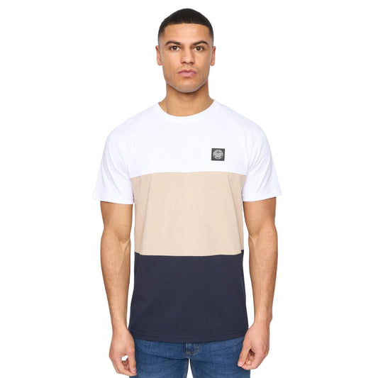 White - Front - Henleys Mens Henpanel Colour Block Cotton T-Shirt
