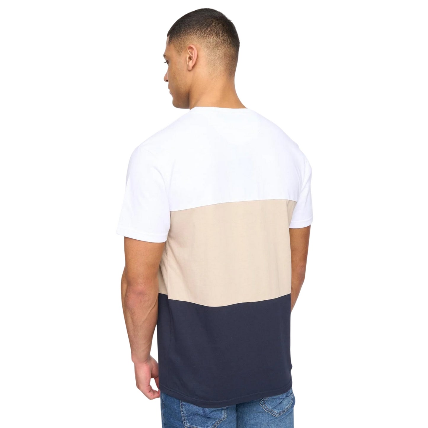 White - Back - Henleys Mens Henpanel Colour Block Cotton T-Shirt