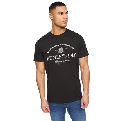 Black - Side - Henleys Mens Henclose Cotton T-Shirt