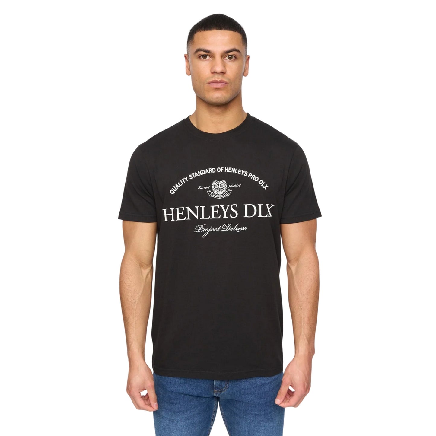 Black - Front - Henleys Mens Henclose Cotton T-Shirt