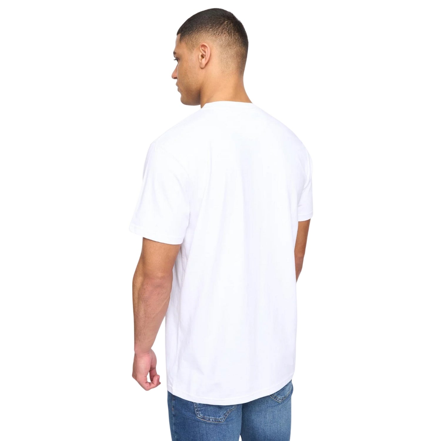 White - Back - Henleys Mens Henclose Cotton T-Shirt