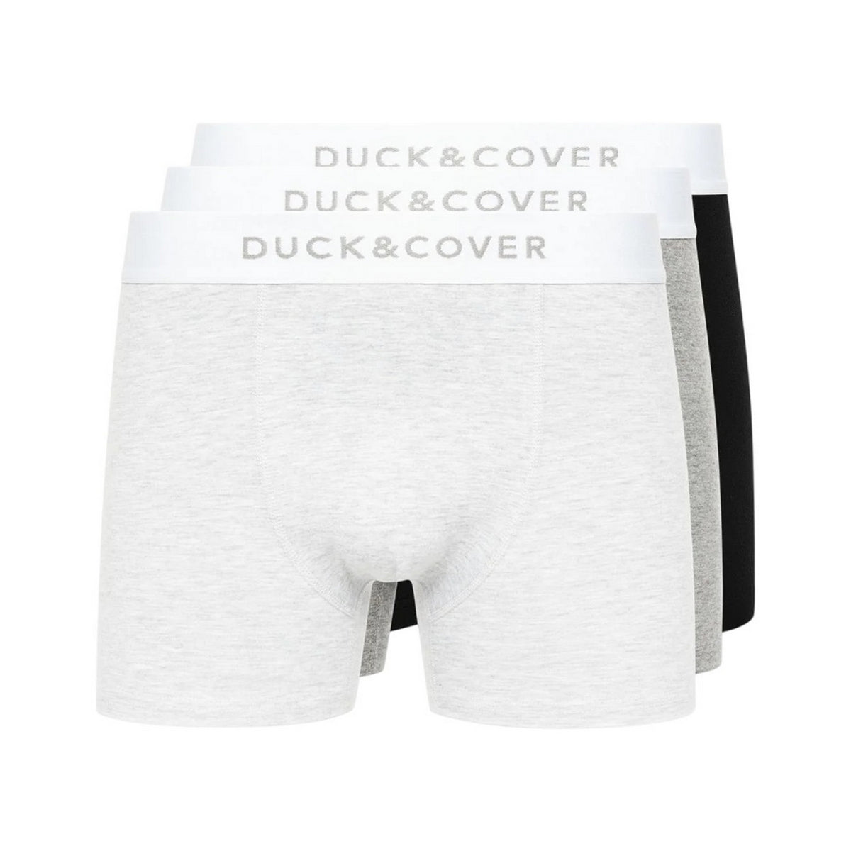 Grey-White-Black - Front - Duck and Cover Mens Sagnet Boxer Shorts (Pack of 3)