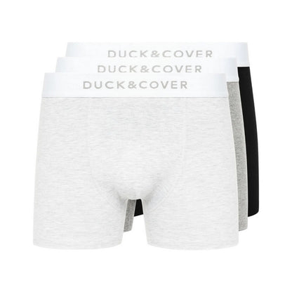 Grey-White-Black - Front - Duck and Cover Mens Sagnet Boxer Shorts (Pack of 3)