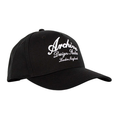 Black - Front - Archive Design Studios Mens Script Cap