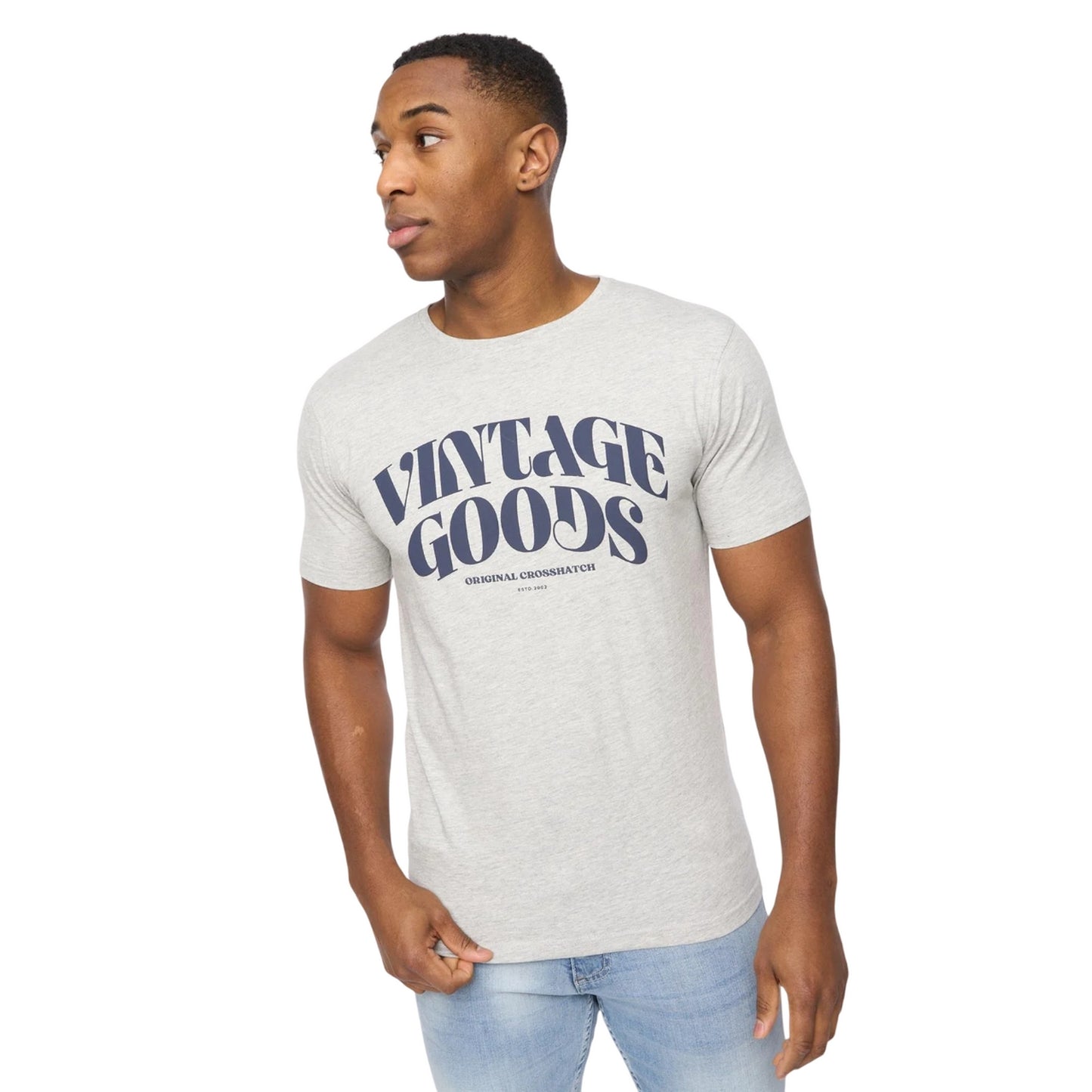 Grey Marl - Side - Crosshatch Mens Wilsby T-Shirt
