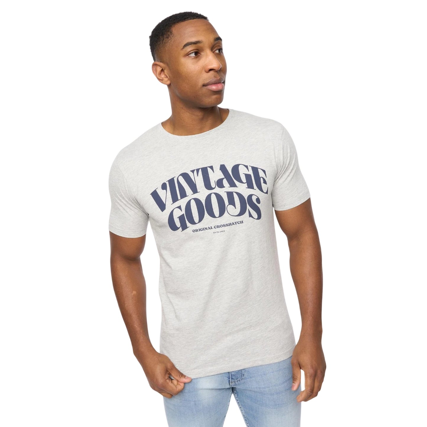 Grey Marl - Front - Crosshatch Mens Wilsby T-Shirt