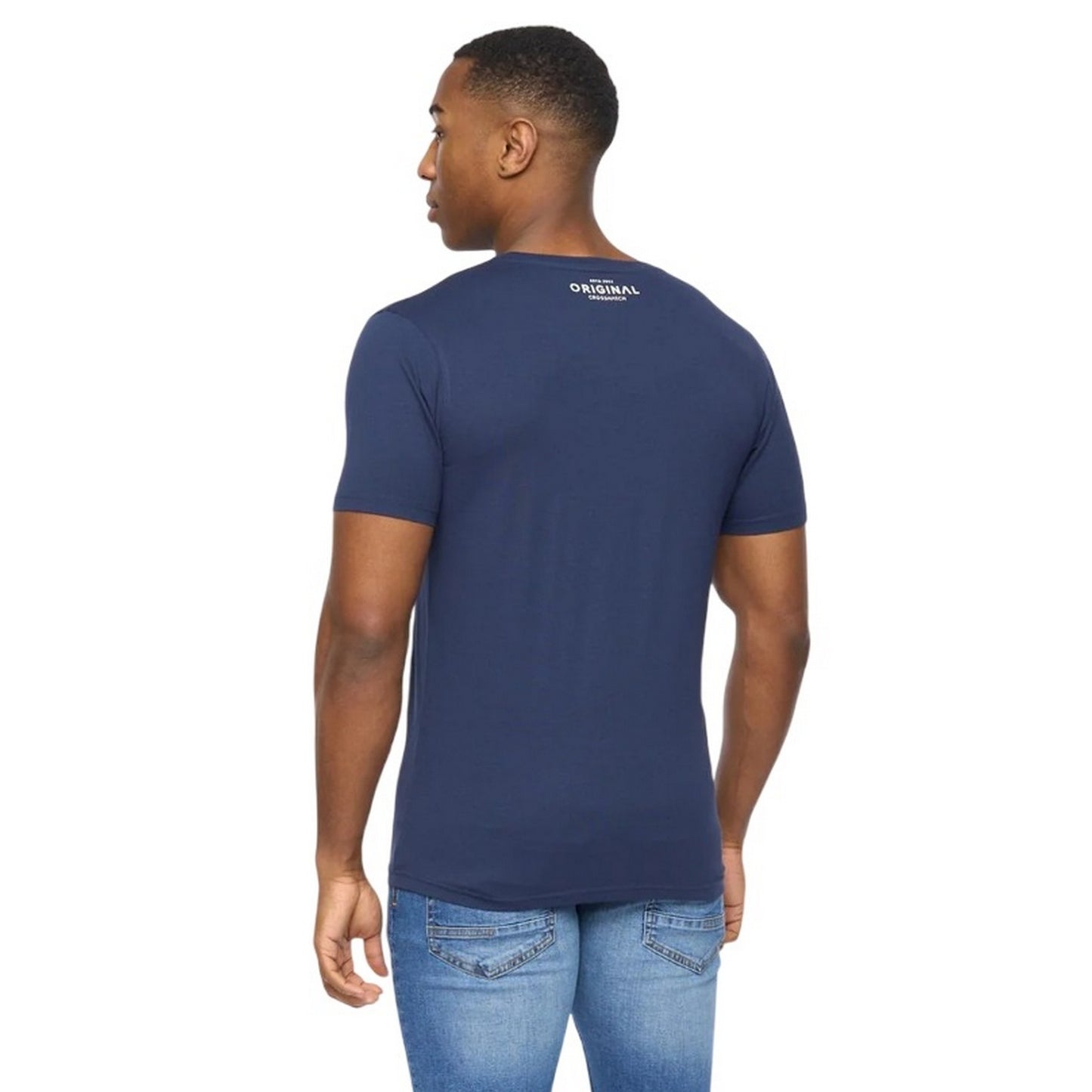 Navy - Back - Crosshatch Mens Wilsby T-Shirt