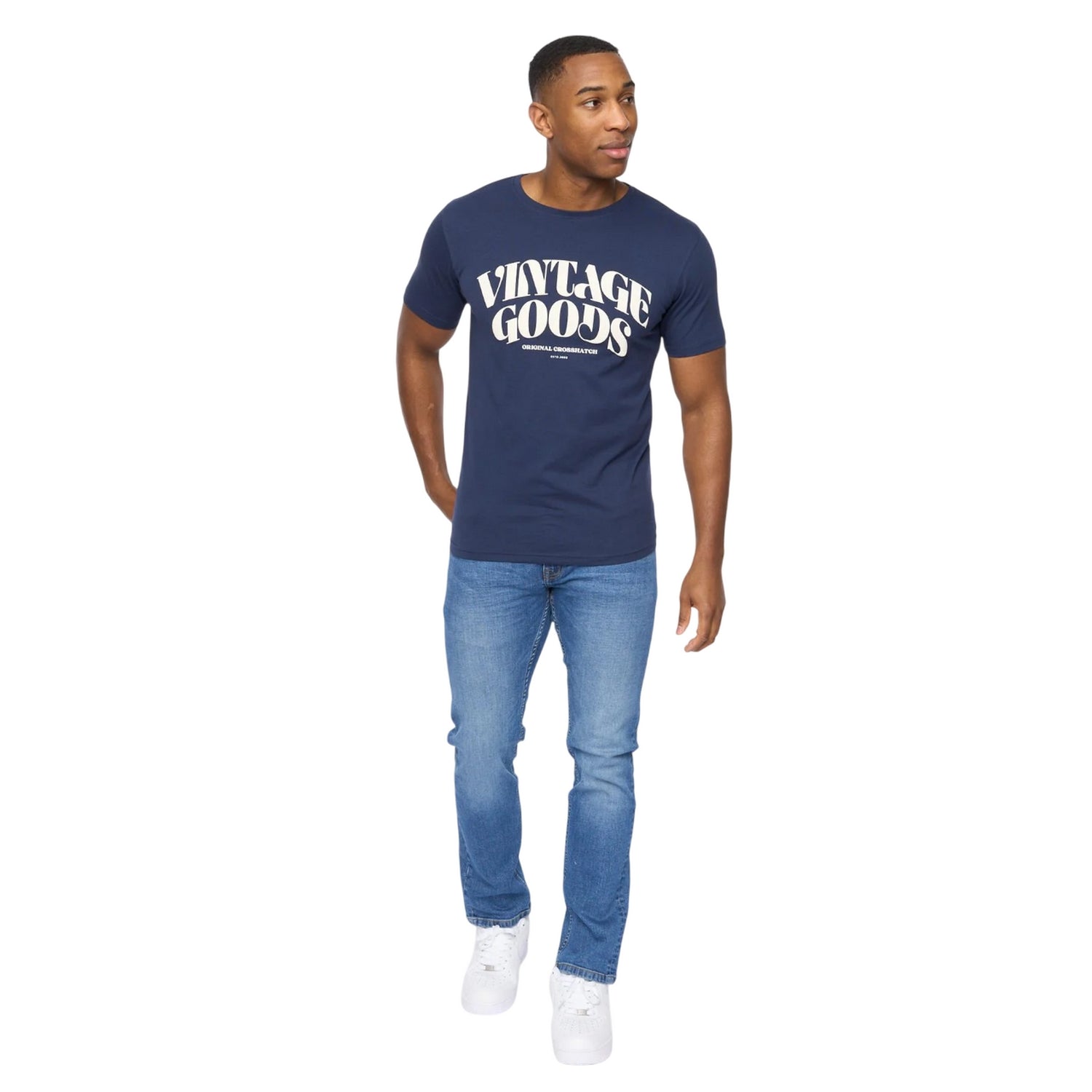 Navy - Lifestyle - Crosshatch Mens Wilsby T-Shirt