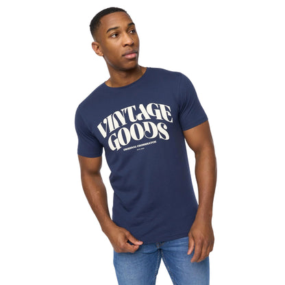 Navy - Front - Crosshatch Mens Wilsby T-Shirt