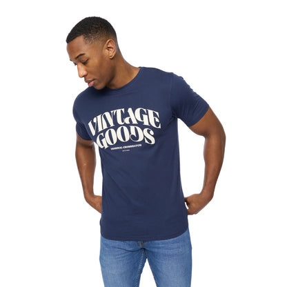 Navy - Side - Crosshatch Mens Wilsby T-Shirt