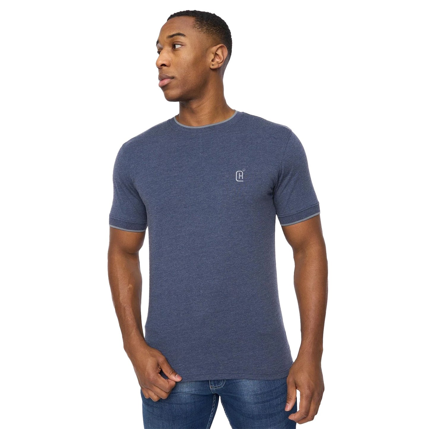 Navy Marl - Front - Crosshatch Mens Einstip T-Shirt