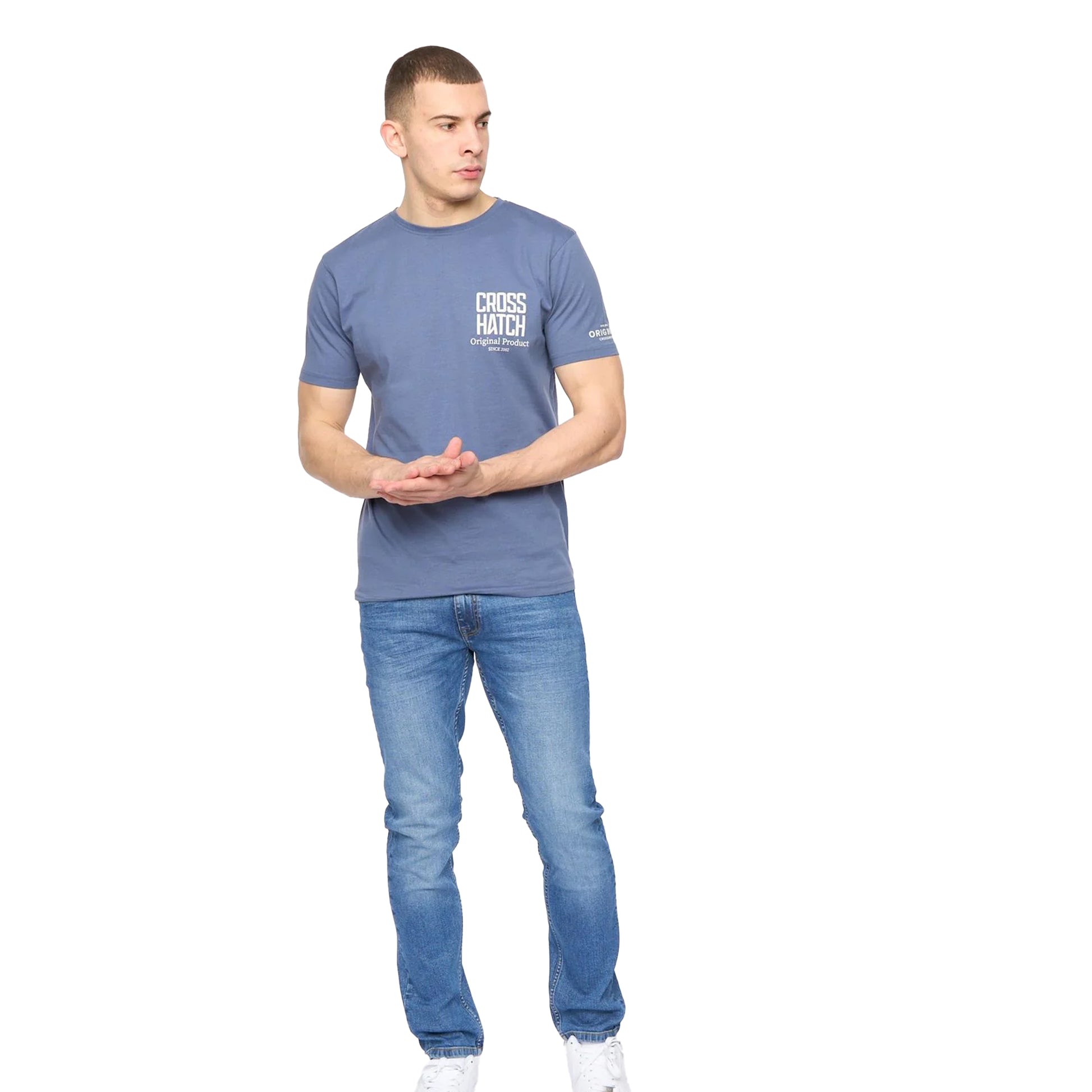 Blue - Back - Crosshatch Mens Hoogan T-Shirt