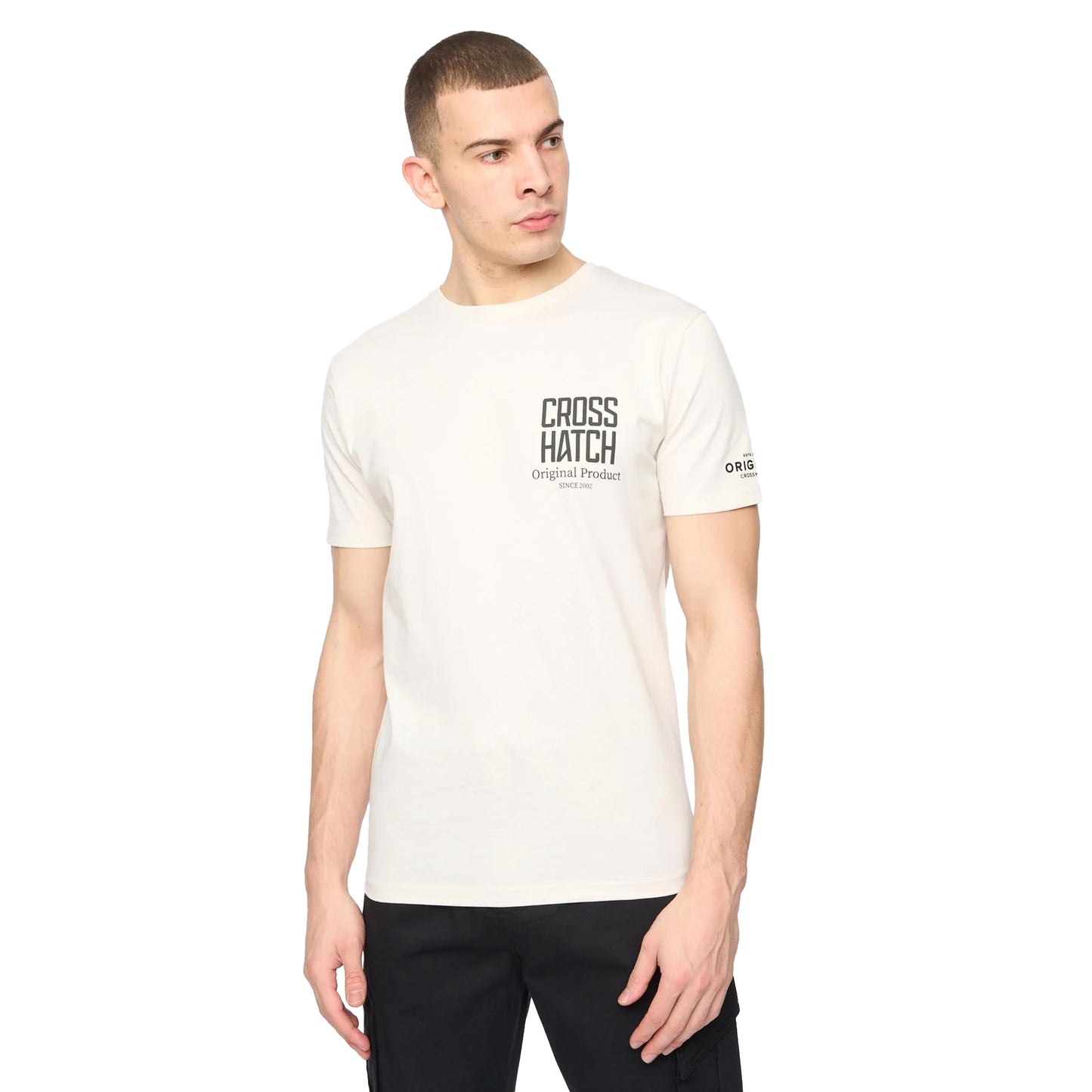 Off White - Front - Crosshatch Mens Hoogan T-Shirt