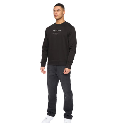 Black - Side - Henleys Mens Henstack Crew Neck Sweatshirt