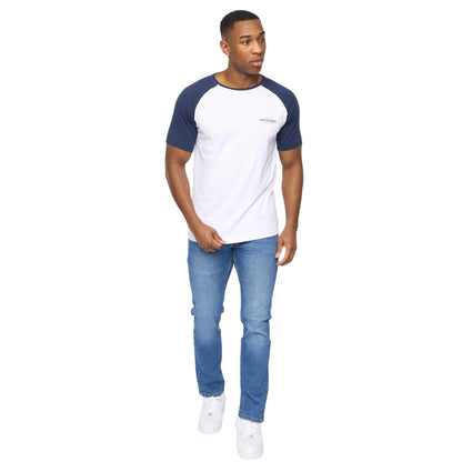 White-Navy - Back - Crosshatch Mens Meza T-Shirt