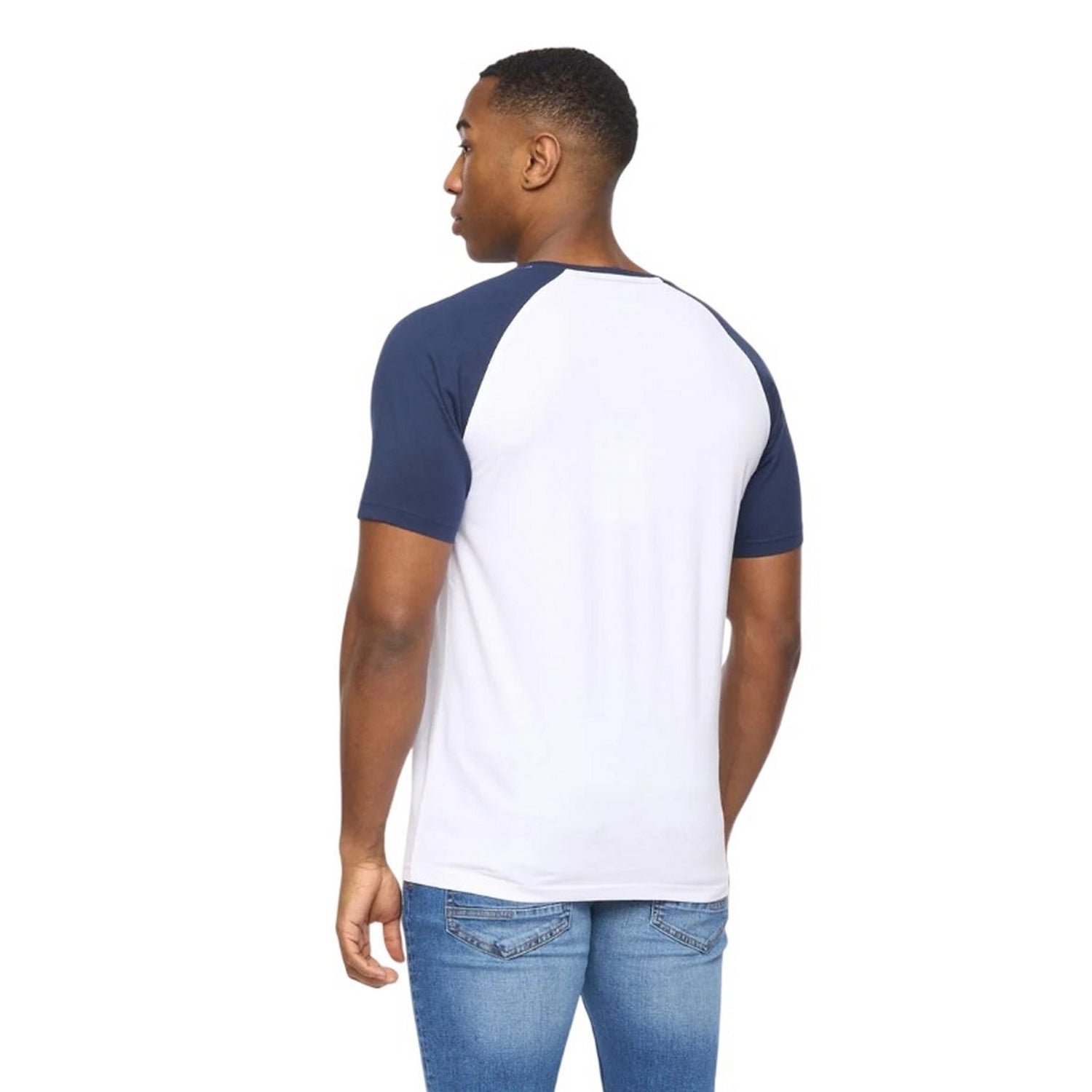 White-Navy - Front - Crosshatch Mens Meza T-Shirt