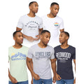 Multicoloured - Front - Crosshatch Mens Sumertons Assorted Designs T-Shirt (Pack of 5)